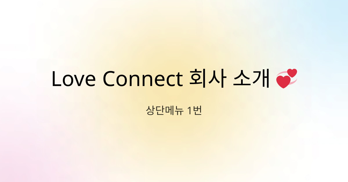 Love Connect 회사 소개 💞