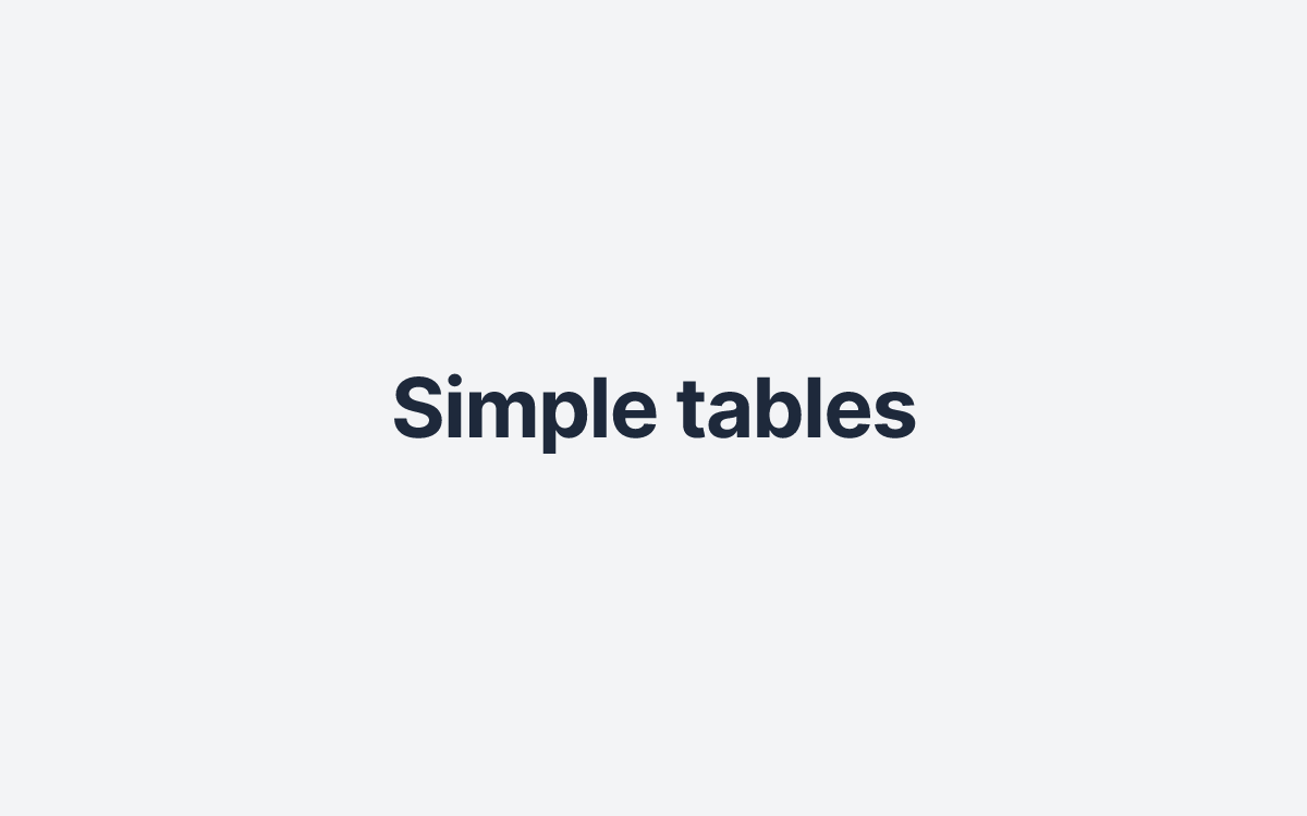 Simple tables
