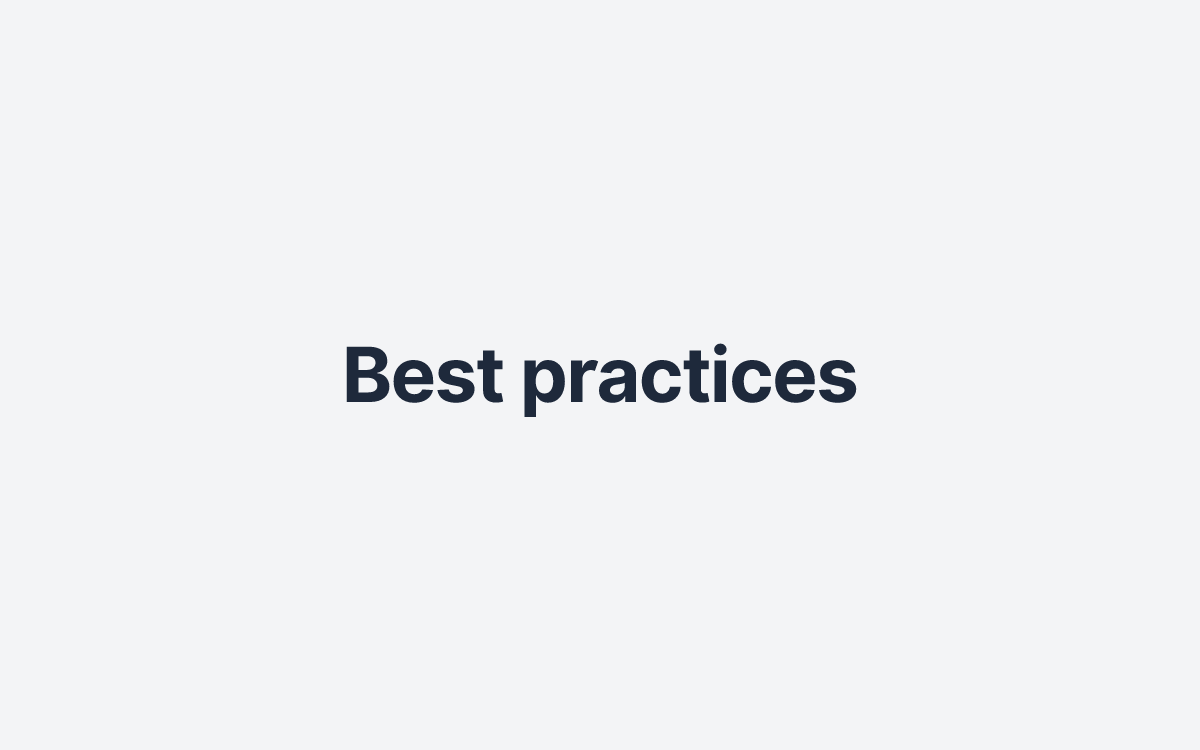 Best practices